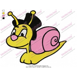 Snail with Hat Embroidery Design